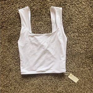 Smoothez by Aerie White Fitted Crop Tank Top